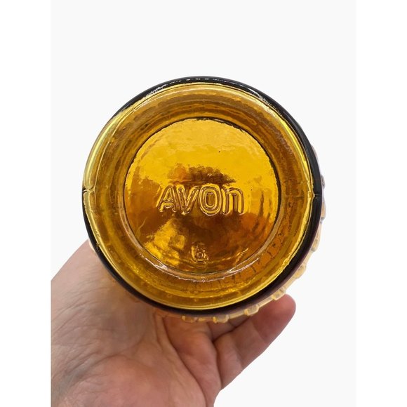 Avon Amber Bulbous Ribbed Decanter Cruet with Stopper 7" Tall Decor Display Prop - Picture 5 of 10